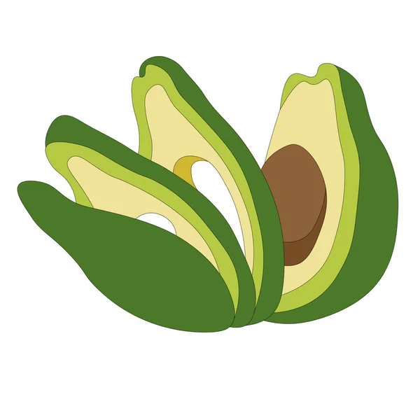 Sliced Fresh Avocado Peel Cutting Products Vector Illustration Healthy Vegan — стоковый вектор