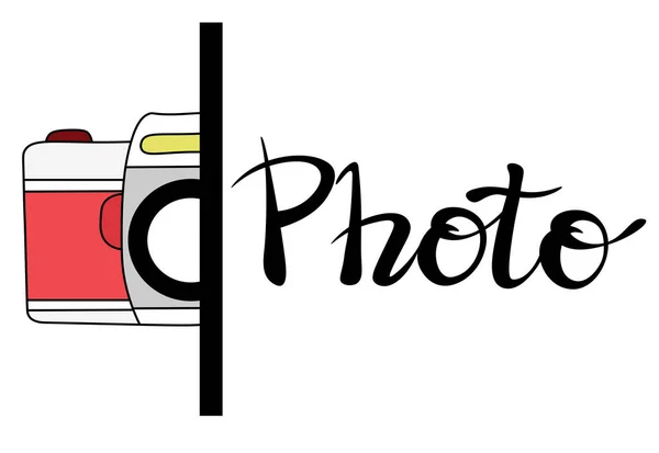 Фотобудка Иконкой Старой Камеры Наполовину Заполненная Логотип Фотографа Фото Память — стоковый вектор