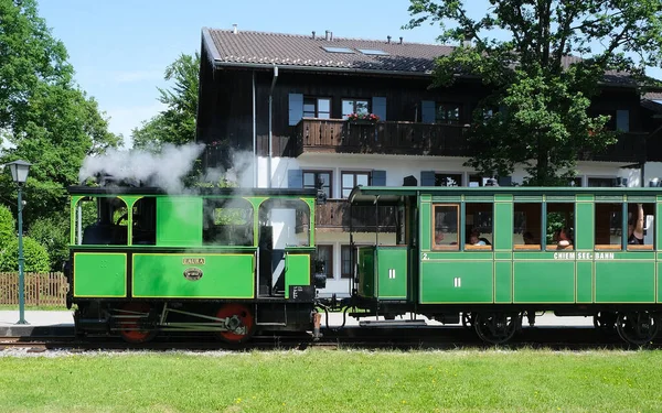 Prien Bavorsko Německo Června 2022 Parní Lokomotiva Historického Chiemseebahnu Připojeným — Stock fotografie