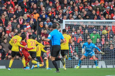 14 Aralık 2019, Anfield, Liverpool, İngiltere; Premier League, Liverpool v Watford: Liverpool 'dan Mohamed Salah (11) 1 puan aldı-