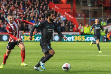 28 Eylül 2019, Bramall Lane, Sheffield, İngiltere; Premier League, Sheffield United Liverpool: Liverpool 'dan Muhammed Salah (11) bir mola verdi