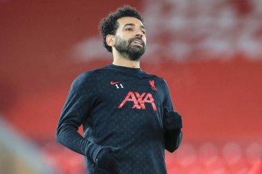 Maç öncesi ısınma sırasında Liverpool 'lu Mohamed Salah # 11