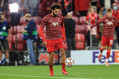 Maç öncesi ısınma sırasında Liverpool 'lu Mohamed Salah # 11