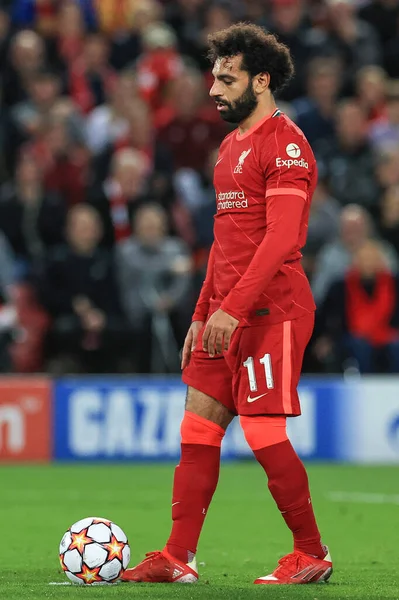 Mohamed Salah Van Liverpool Plaatst Bal Strafplek — Stockfoto