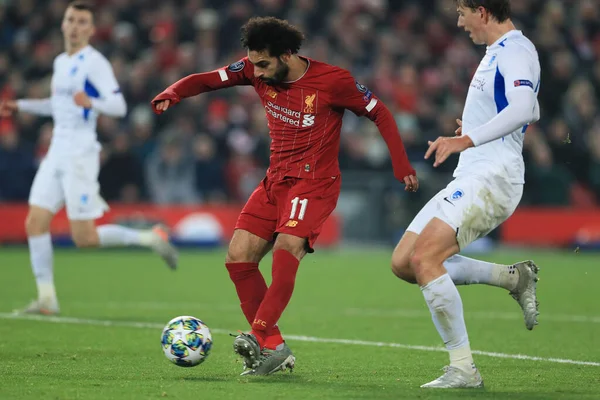 5 Kasım 2019, Anfield, Liverpool, İngiltere; UEFA Şampiyonlar Ligi, Liverpool v KRC Genk: Liverpool 'dan Muhammed Salah (11)