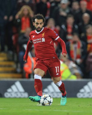 24 Nisan 2018, Anfield, Liverpool, İngiltere; UAFA Şampiyonlar Ligi Yarı Finali, ilk ayak, Liverpool - Roma; Liverpool 'dan Muhammed Salah