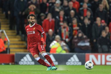 24 Nisan 2018, Anfield, Liverpool, İngiltere; UAFA Şampiyonlar Ligi Yarı Finali, ilk ayak, Liverpool - Roma; Liverpool 'dan Muhammed Salah