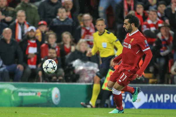 24 Nisan 2018, Anfield, Liverpool, İngiltere; UAFA Şampiyonlar Ligi Yarı Finali, ilk ayak, Liverpool - Roma; Liverpool 'dan Muhammed Salah