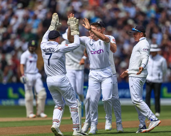 Matthew Potts England Celebrates Wicket Hanuma Vihari India Lbw — Foto Stock
