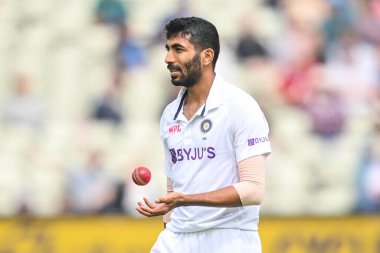Jasprit Bumrah of India prepares to bowl