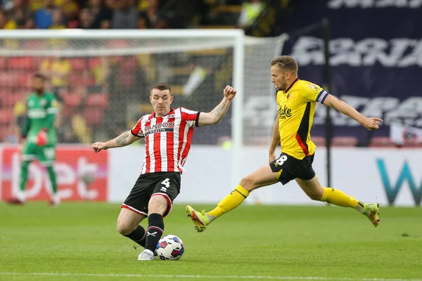 John Fleck Sheffield United Beats Tom Cleverley Watford Ball — Foto Stock