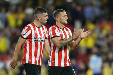 Billy Sharp #10 of Sheffield United claps the travelling fans 