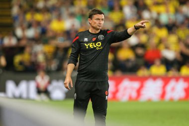 Paul Heckingbottom manager of Sheffield United gives instructions 