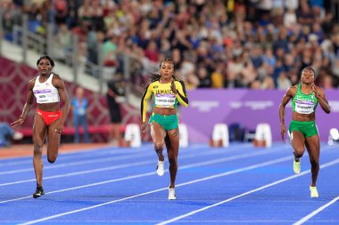 Elaine Thompson-Herah of Jamaica wins the gold medal in the womens 100 meters  clipart