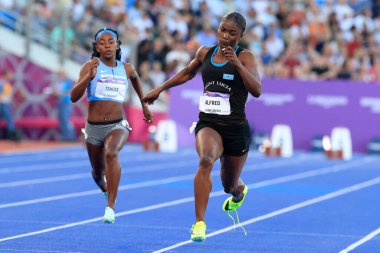 Julien Alfred of St Lucia wins the 100m semi final