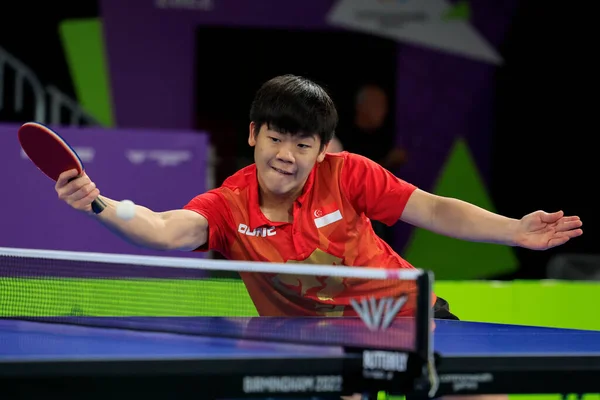 Izaac Quek Singapore Returns Serve Shaun Jones South Africa — Zdjęcie stockowe