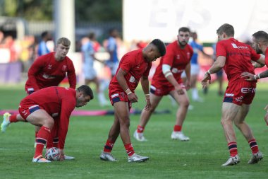 Hull KR players during the pre-game warm up