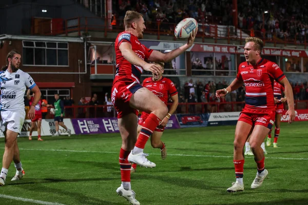 Rowan Milnes Hull Celebrates His Try Make — Foto Stock