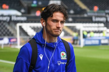 Lewis Travis (27) of Blackburn Rovers  arrives at Swansea.com stadium