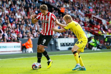 Sander Berge #8 of Sheffield United and Billy Mitchell #8 of Millwall