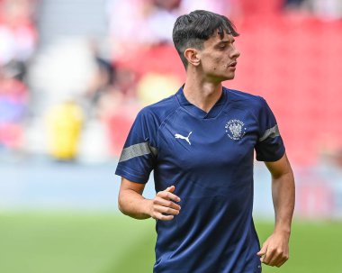 Charlie Patino #28 of Blackpool during the pre-game warmup