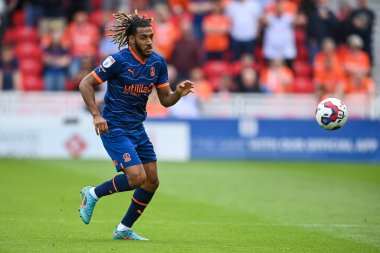 Dominic Thompson #23 of Blackpool in action during the game