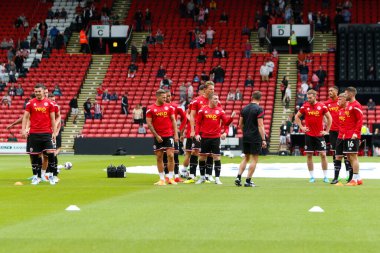 Players of Sheffield United warm up before the game