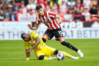 Anel Ahmedhodzic #15 of Sheffield United and Benik Afobe #7 of Millwall