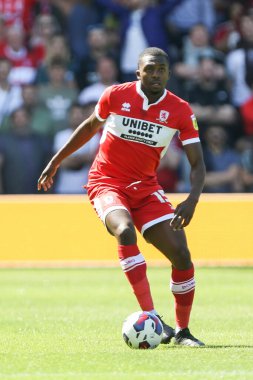 Anfernee Dijksteel #15 of Middlesbrough on the ball 