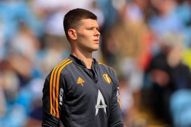 Illan Meslier #1 of Leeds United warms up for the game