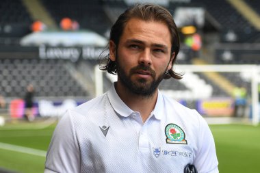 Bradley Dack (23) of Blackburn Rovers  arrives at Swansea.com stadium