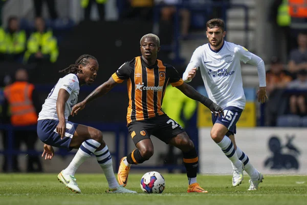 Jean Michal Seri Hull City Turns Daniel Johnson Preston North — Stock Fotó