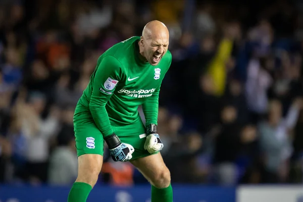 John Ruddy Birmingham City Punches Air Celebrates Victory Huddersfield Town — ストック写真