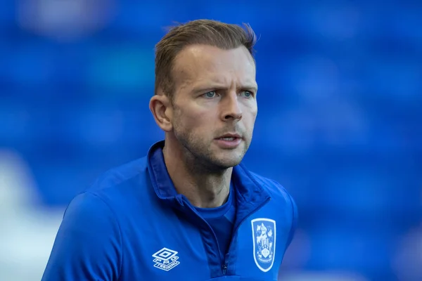 Jordan Rhodes Του Huddersfield Town Κατά Διάρκεια Της Προθέρμανσης Του — Φωτογραφία Αρχείου