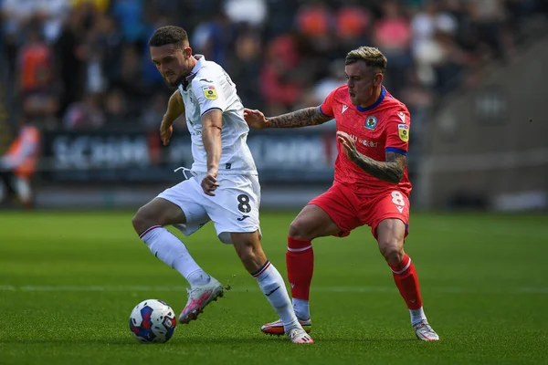 Matt Grimes Swansea City Takes Sammie Szmodics Blackburn Rovers Game — Stockfoto