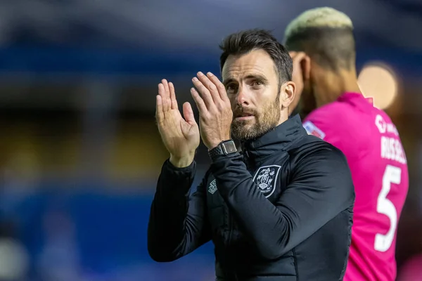 Danny Schofield Manager Huddersfield Town Claps His Hands Applauds Travelling — Zdjęcie stockowe