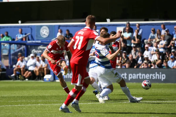 Riley Mcgree Middlesbrough Has Shot Blocked — Stockfoto