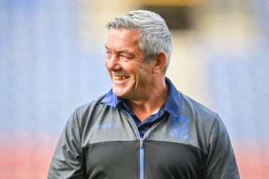 Daryl Powell Head Coach of Warrington Wolves arrives at the DW Stadium, Home of Wigan Warriors