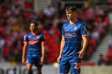 Charlie Patino #28 of Blackpool comes on to make his Debut