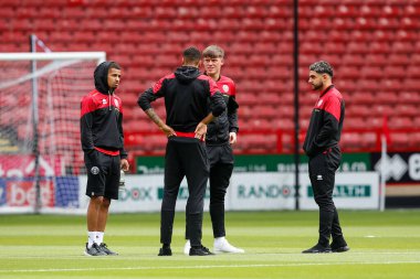 Players of Sheffield United inspect the pitch before the game