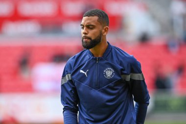 CJ Hamilton #22 of Blackpool during the pre-game warmup