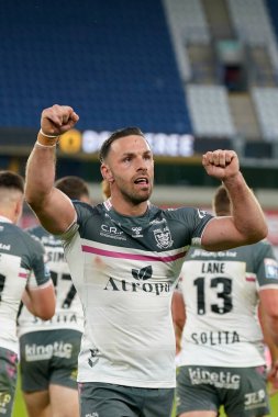 Luke Gale #7 of Hull FC reacts with the crowd after his sides third try