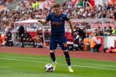 Sonny Carey #16 of Blackpool in action during the game