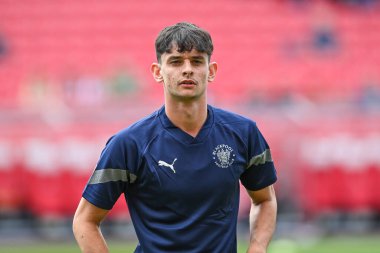 Charlie Patino #28 of Blackpool during the pre-game warmup