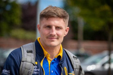 Liam Sutcliffe #4 of Leeds Rhinos arrives at Headingley Stadium ahead of today's game 