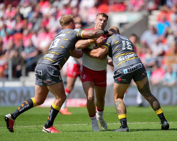 Matty Lees Helens Tackled Joe Westerman George Griffin Castleford Tigers — ストック写真