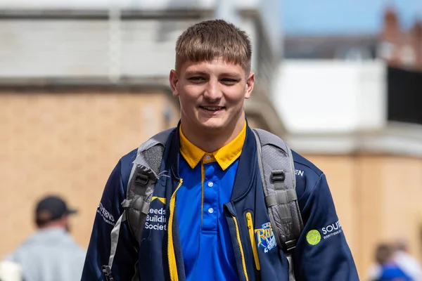 Sam Walters #22 of Leeds Rhinos arrives at Headingley Stadium ahead of today's game 