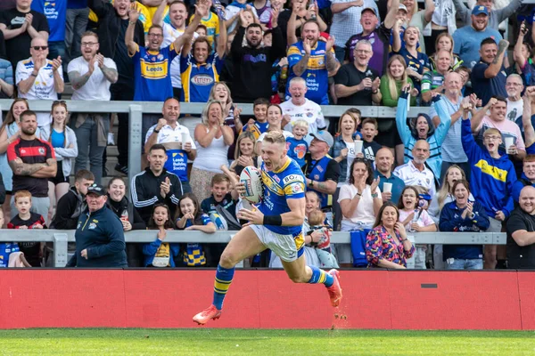 Harry Newman Leeds Rhinos Runs Smile His Face Goes Try — Fotografia de Stock