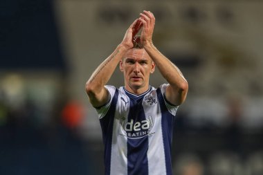 A dejected Jed Wallace #17 of West Bromwich Albion applauds the home fans after the final whistle