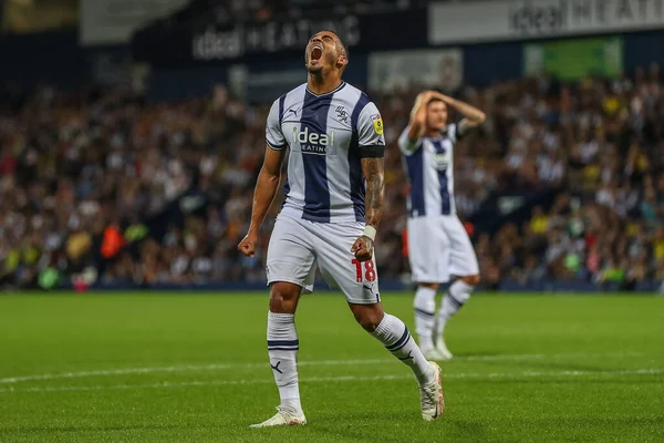 Karlan Grant West Bromwich Albion Looks Dejected Missing Good Chance – stockfoto